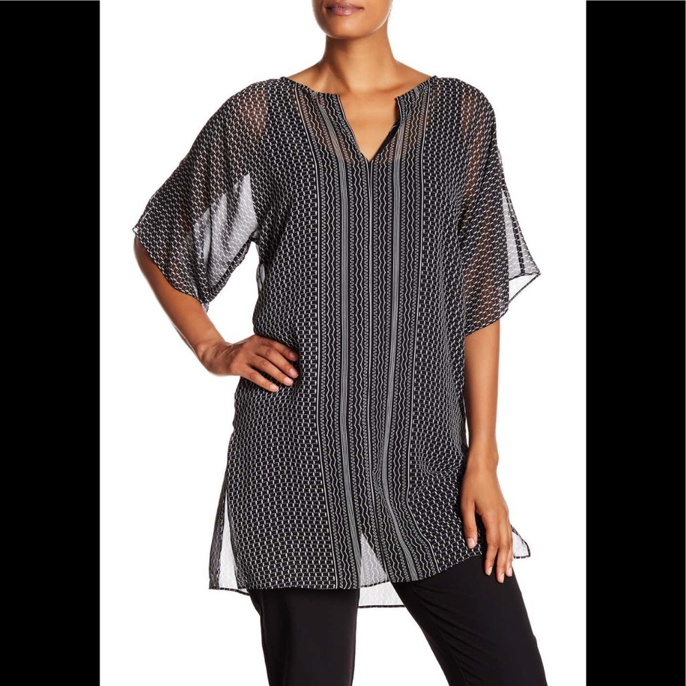 Max Studio printed split neck tunic L - Picture 7 of 8